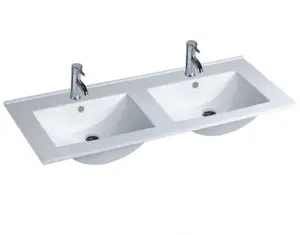 9120D Badkamer Caninet Boven Counter Grote Maat Antieke Dubbele Kom Keramische Wastafel Voor Vanity