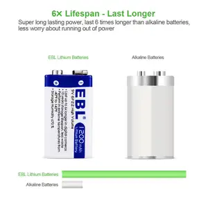Dropshipping EBL più piccolo 9v 1200mAh batteria al litio batterie agli ioni di litio batteria portatile