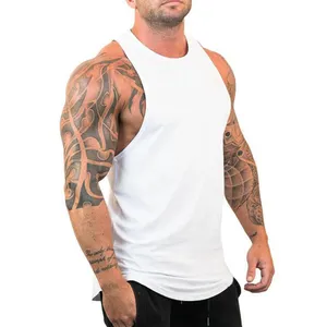 Mannen Racerback Ademend Wicking Stringer Vlakte Bodybuilding Spier Tank Tops Groothandel