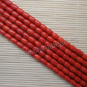 โรงงานขายบาร์เรลรูปลูกปัดพลอยแท้ธรรมชาติสีแดงปะการัง - Product Image 3