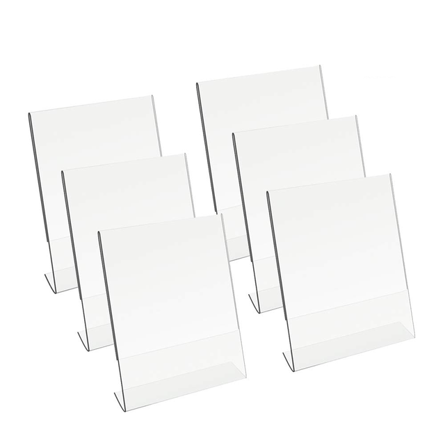 Transparent A5 Size Slanted L Shape Holder Acrylic Table  Insert Menu Card Sign Holder for amazon Sellers