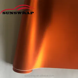 Rollos de vinilo Sunswrap, venta al por mayor, adhesivo cromado naranja para coche