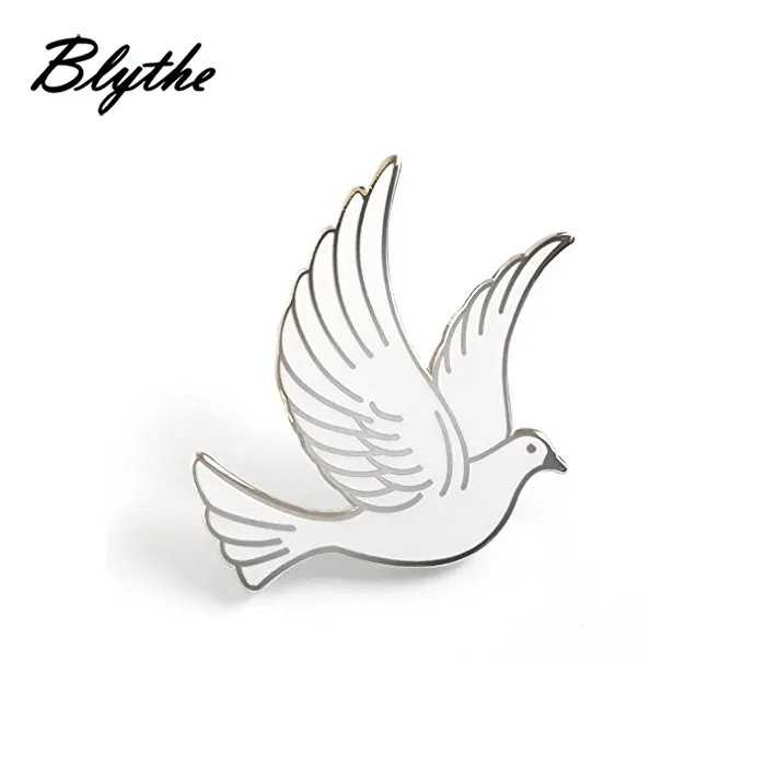 El último diseño de metal chapado en oro blanco de la paloma de la paz forma pin de solapa
