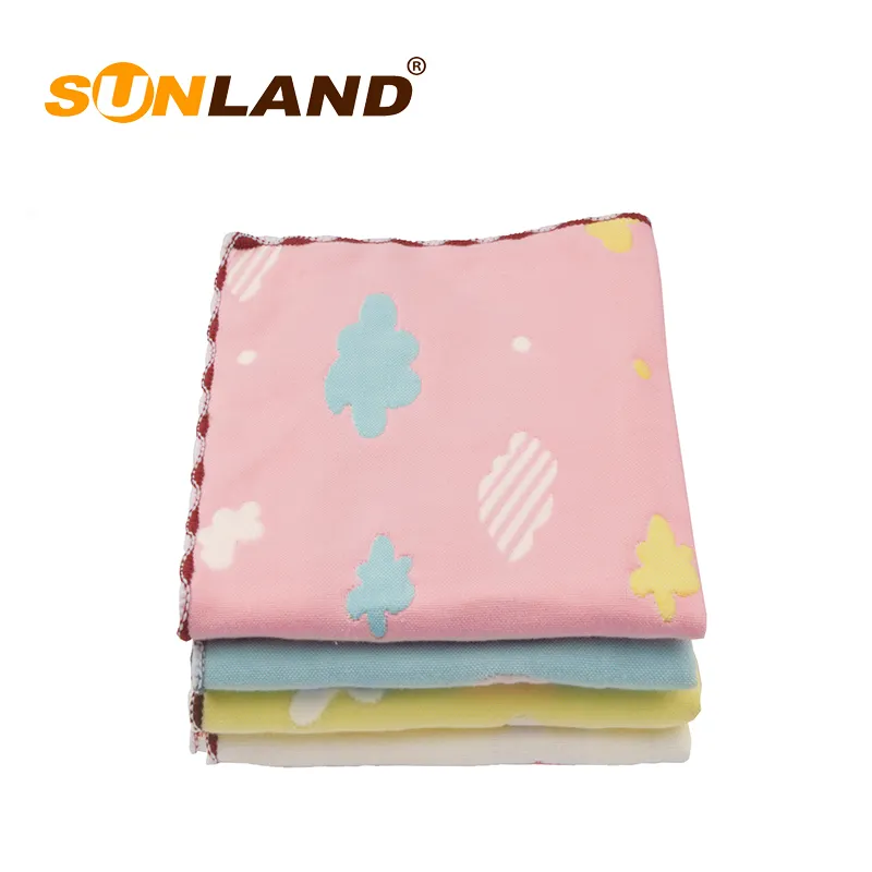 Sunland Sử Dụng Rộng Rãi Giá Rẻ 100% Cotton Trẻ Em Khăn Tay Cho Bé Khăn Vuông Đặt Bé Rửa 4 Cái Cho Thiết Kế Cổ Phiếu