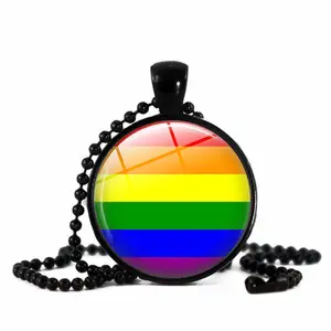 3 Warna Antik Kuningan Hitam Perak Sepuh Aksesori Lgbt Bendera Pelangi Gay Lesbian Pride Liontin Kalung Grosir