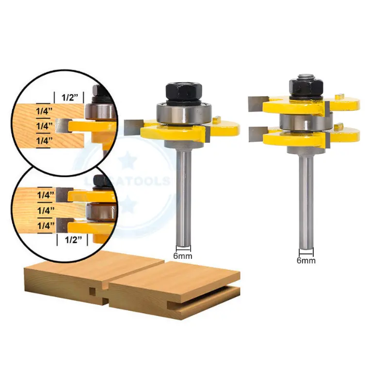 L-N159個の舌と溝のルータービットセット1/4*1-7/8 ''- 1/2インチインチ木工カッター木工工具用テノンカッター