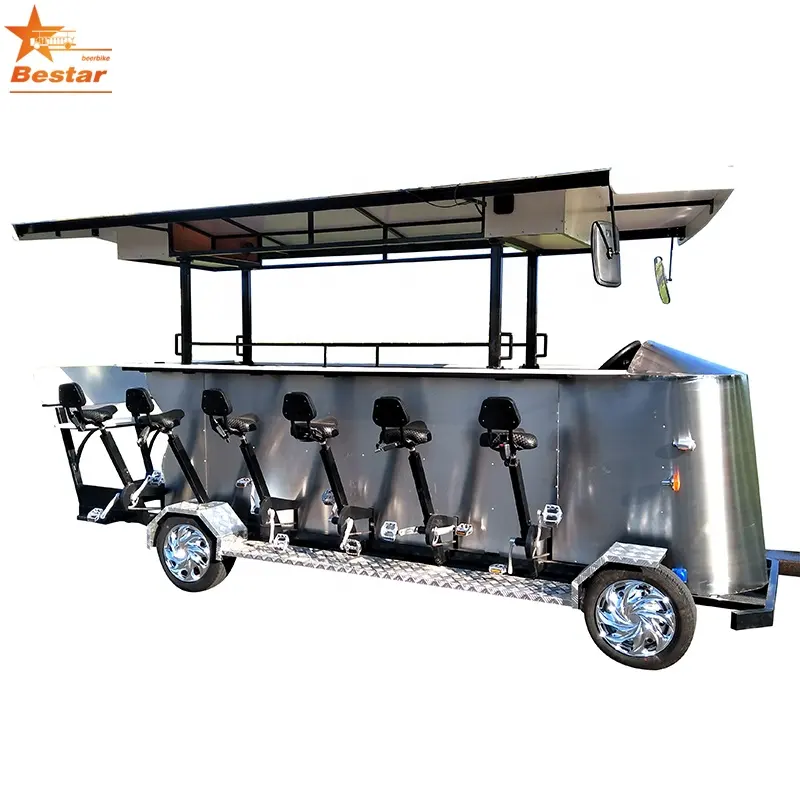 Wholesale 15 Person Four Wheel sightseeing tourist both pedal party beer bike With Electric beer bike