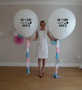 Vazhe — gros ballon blanc de 36 pouces, imprimé, ballon ovales en Latex, décoration de fête, révélation du sexe, prénatal