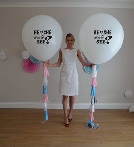 Il ou <span class=keywords><strong>elle</strong></span> verra bientôt être imprimé blanc énorme 36 "pouces ballon ovale ballons en latex grand Latex sexe révéler décor fournisseur de fête - Product Image 1