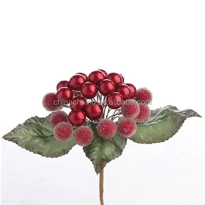 Christmas Artificial Frosted winter red berry fruit spray / sprig / Pick display
