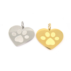 Pendentifs animaux Graver Collier Métal Argent Patte de <span class=keywords><strong>Chien</strong></span> Bijoux Graver Pendentifs Charms Making Jewelry Stainless Steel Cute Charms - Product Image 5