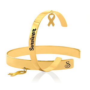 Menginspirasi Perhiasan Manset Gelang Kanker Payudara Laporan Kesadaran dengan Terukir Berharap Penawaran Goldtone Terbuka Disesuaikan Nama Bangle