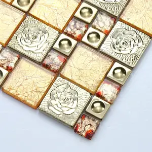 2017 Baru Emas Foil Dan Electroplate Kaca Mosaik Ubin Untuk Dinding Dekorasi