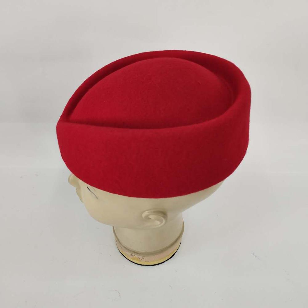 قبعة مضيفة من الصوف ، قبعة مضيفة ، قبعة مضيفة طيران للزي التنكري ، إكسسوارات زي تنكري-أحمر - Product Image 3