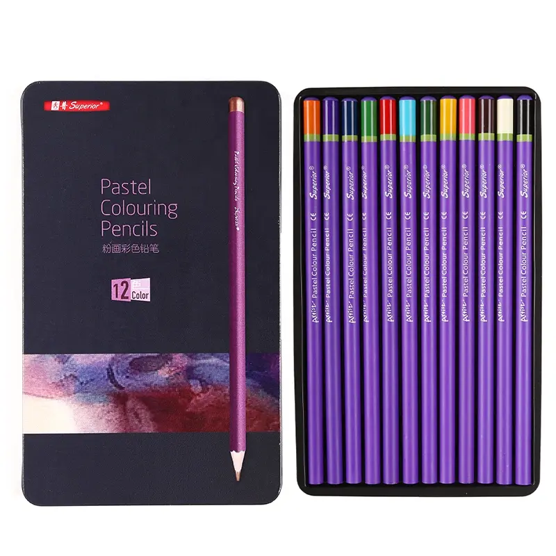 Conjunto de lápis coloridos para escola, 12 cores pastel, canetas para desenho escolar, materiais de arte