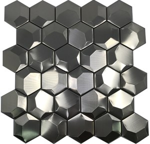 Mosaïque métallique hexagonale <span class=keywords><strong>effet</strong></span> 3D en acier inoxydable, carreaux muraux décoratifs - Product Image 3