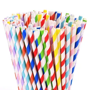 Nimicro utensílios para festa, canudo colorido descartável para festa, atacado, bebida, papel biodegradável