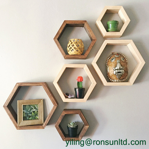 Étagère murale hexagonale en bois flottant en forme de nid d'abeille en <span class=keywords><strong>pin</strong></span> - Product Image 2