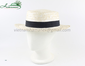 หมวกฟางผู้หญิงทำจากไม้ไผ่ธรรมชาติแบบเวียดนามพร้อมริบบิ้นสีดำด้านนอก - Product Image 2