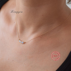 Joyería delicada 925 plata esterlina 3mm collar con colgante de piedra lunar natural - Product Image 3