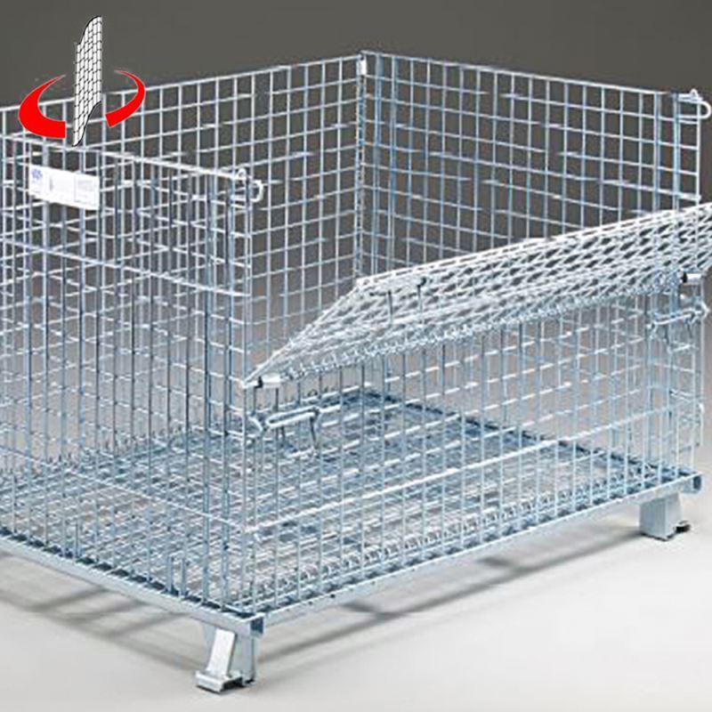 Custom Cage Empilable Industrielle Entrepôt Récipient En Métal Tressé