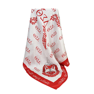 Pañuelo de Seda Natural para Mujer Personalizado con Impresión Digital y Logo de Lujo Aspecto Satinado para el Pelo y la Cabeza Delta Sigma Theta - Product Image 1