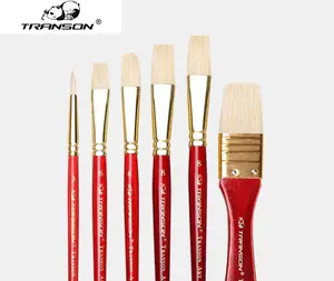 Haute qualité 10 pièces ensemble de pinceaux à poils cheveux et manche en bois, Brosse de peinture ensemble