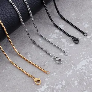 Accessories jewelry custom size 316L stainless steel necklace chain bulk metal box chain for pendant