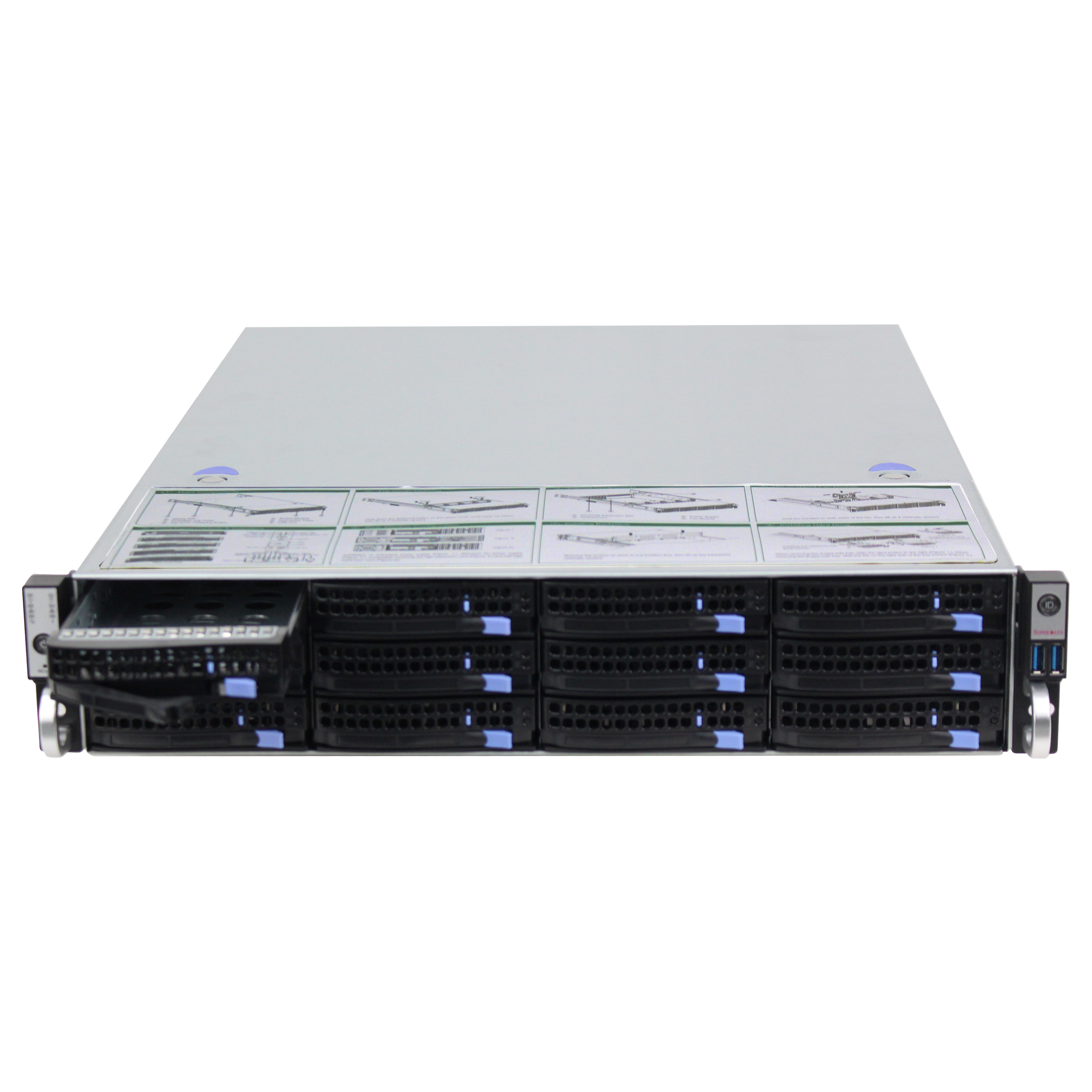 2U Rackmount NAS Server Case with 12 Bays & USB Ports