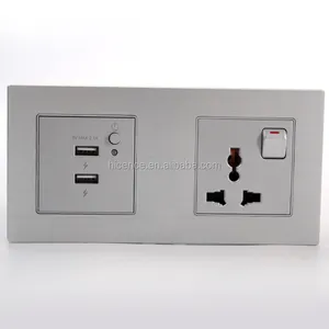 Toma de corriente universal de doble USB y 13A, 3 pines, con interruptor de encendido/apagado