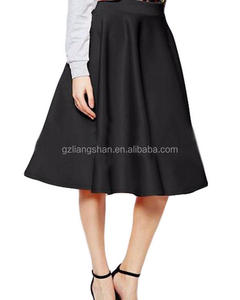 Vintage Stretch High Waist Plain Skater Flared <strong>Pleated</strong> Long <strong>Skirt</strong> Women <strong>Skirt</strong> - Product Image 5