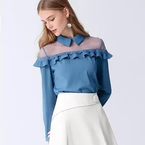 Sexy vrouwen zien door blouses Dames Ruche blouse