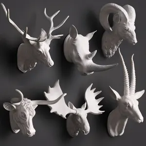 Personalizada de fábrica de resina decoración de arte de pared de cabeza animal arte