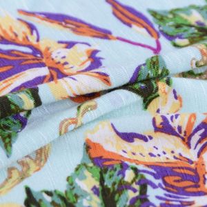 Tissu en <span class=keywords><strong>viscose</strong></span> 95% rayonne 5% élasthanne 180 GSM, <span class=keywords><strong>jersey</strong></span> floral slub doux et fluide pour robes <span class=keywords><strong>de</strong></span> filles, hauts d'été, chemisiers, jupes - Product Image 3