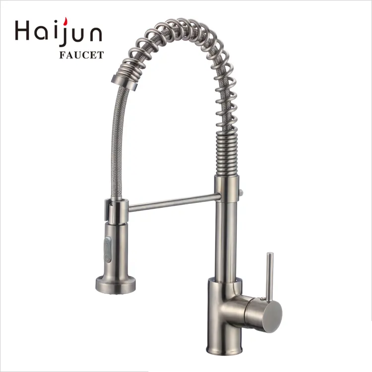Haijun China Factory Contemporary Deck Mounted Pull Down Spring Kitchen Faucet