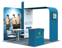 Stand d'exposition 6x6 en aluminium anodisé argenté, avec tissu tendu en polyester Kinnetted 270g et impression par sublimation, vente en gros Chine
