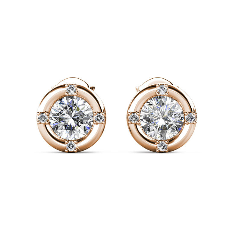 Brass with 18k rose gold plated women earrings