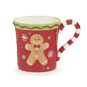 Mug à café de Noël amusant en céramique rouge en forme <span class=keywords><strong>d</strong></span>'homme en <span class=keywords><strong>pain</strong></span> <span class=keywords><strong>d</strong></span>'<span class=keywords><strong>épice</strong></span>s - Product Image 1