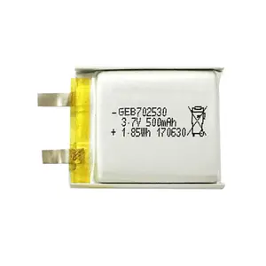 Rechargeable polymer li-ion batterie 702530 3.7v 500mah 1.85wh lipo batterien mit PCM