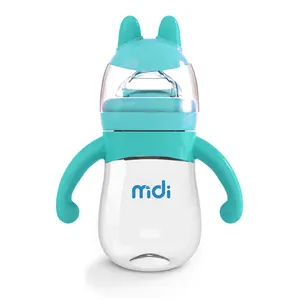 Botol susu bayi PP inovatif 2024 6oz dengan pegangan silikon unik