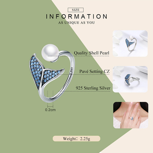 GR85 925 Sterling Silver Summer Ocean Mermaid Whale's Tail Blue Zircon Jewelry <strong>Necklaces</strong> <strong>Ring</strong> Set for Women Parties <strong>Weddings</strong> - Product Image 3