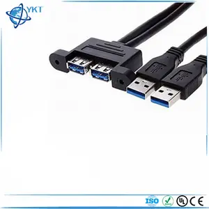 2端口真USB 3.0公对母M/F扩展数据充电器电缆