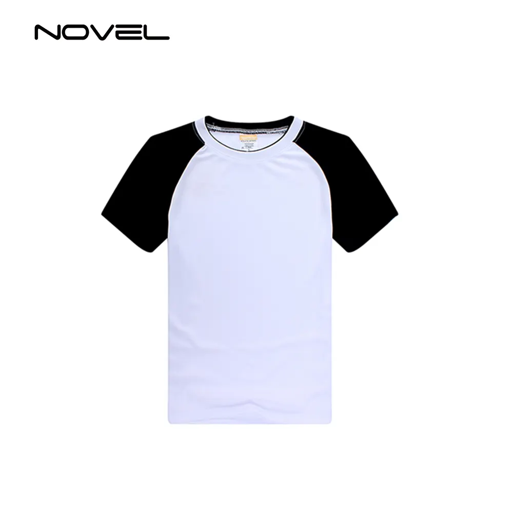 Popular Sublimation Blank Printing Short Shirt With Colorful Sleeve For Men/Women/Kids