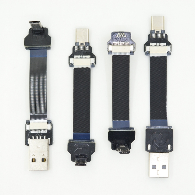 FFC USB 3.1 Type-c FPV Flat Slim Thin Ribbon FPC Cable Micro USB 90 Degree to USB for FPV Brushless Handheld Gimbal Servo