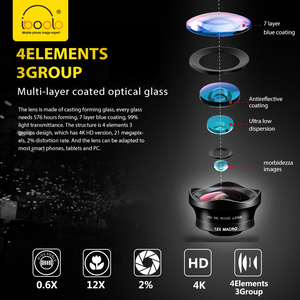 IBOOLO Không Biến Dạng HD 4K 16MM Ống Kính Góc Siêu Rộng <span class=keywords><strong>12X</strong></span> Ống Kính Quang Học Macro Cho Máy Ảnh Di Động - Product Image 5