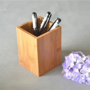 Porte-crayon de bureau en bois de bambou, 1 pièce, fait à la main