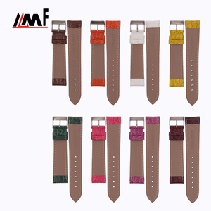 Nouvelle arrivée Bracelet de montre intelligente à fermoir Multicolore Longue durée Brillant Cuir de veau italien Embossé Motif grain d'alligator Acier inoxydable - Product Image 6