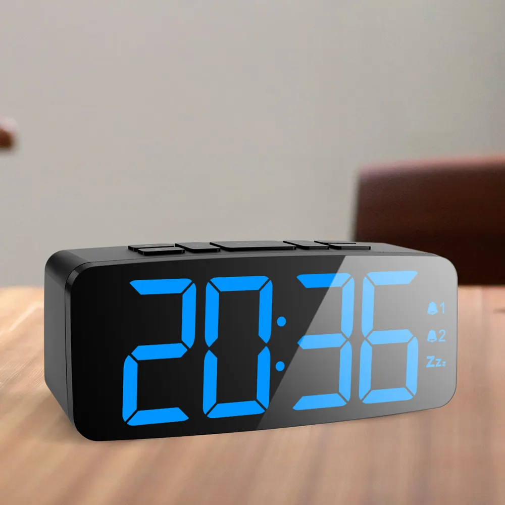 HAPTIME Hot Seller Digital LED Espelho Despertador 24 horas Desktop Decorativo Música Despertador Novo Tipo Top Venda