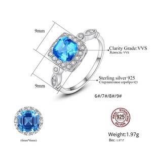 <span class=keywords><strong>Anello</strong></span> CZCITY in Argento Sterling 925 con Gemma Sintetica Quadrata Blu Brillante per Donne, <span class=keywords><strong>Anello</strong></span> di Lusso per Fidanzamento e Matrimonio - Product Image 2