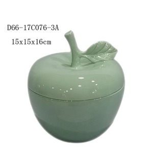 Giá rẻ Custom Apple Design Trắng Ceramic <span class=keywords><strong>Cookie</strong></span> Jar - Product Image 4